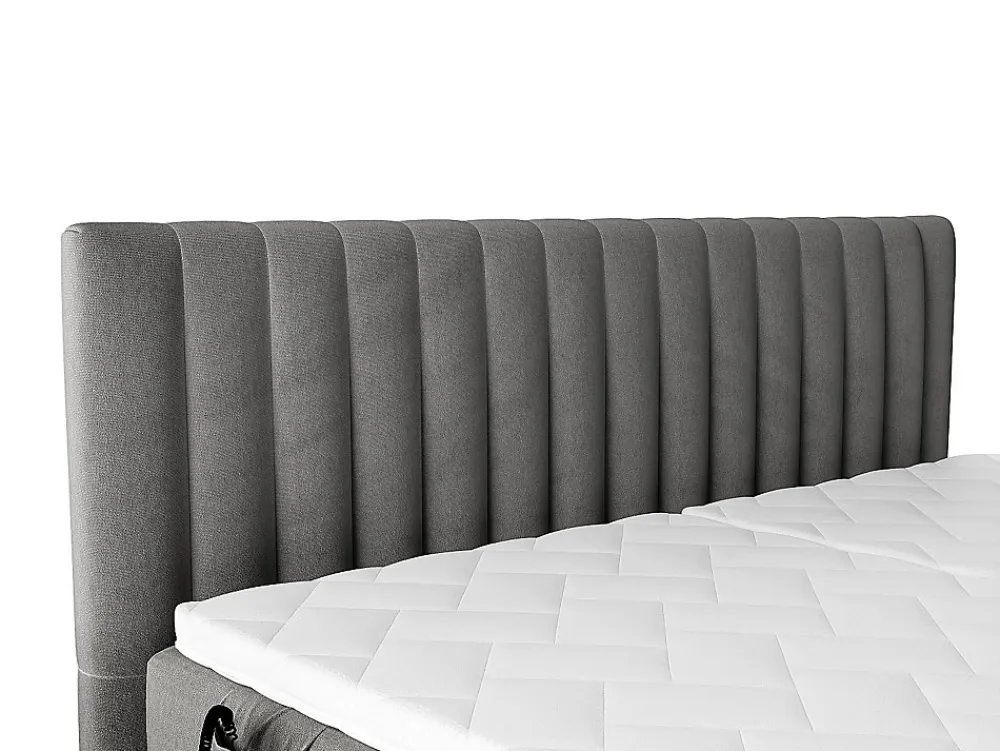 Ensemble complet boxspring tête de lit coutures verticales + sommiers relaxation électrique + matelas + surmatelas - 2 x 90 x 200>Vente-unique Online