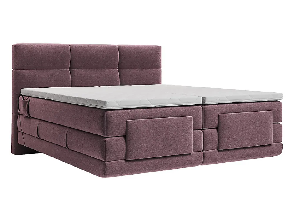 Ensemble complet boxspring tête de lit capitonnée + sommiers relaxation électrique + matelas + surmatelas - 2 x 90 x 200 cm ->Vente-unique New