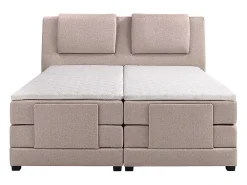 Vente-unique Ensemble complet boxspring tête de lit + sommiers relaxation électrique + matelas + surmatelas - 2 x 90 x 200 cm - Tissu - Beige* Lit Double