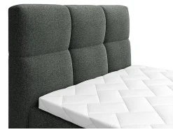 Vente-unique Ensemble complet boxspring tête de lit capitonnée + sommiers relaxation électrique + matelas + surmatelas - 100 x 200 cm - Tissu -* Lit Simple