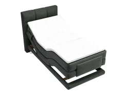 Vente-unique Ensemble complet boxspring tête de lit capitonnée + sommiers relaxation électrique + matelas + surmatelas - 100 x 200 cm - Tissu -* Lit Simple