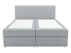Vente-unique Ensemble complet boxspring tête de lit + sommier + matelas + surmatelas - 180 x 200 cm - Tissu - Gris clair - ONAN de YSMÉE* Lit Double