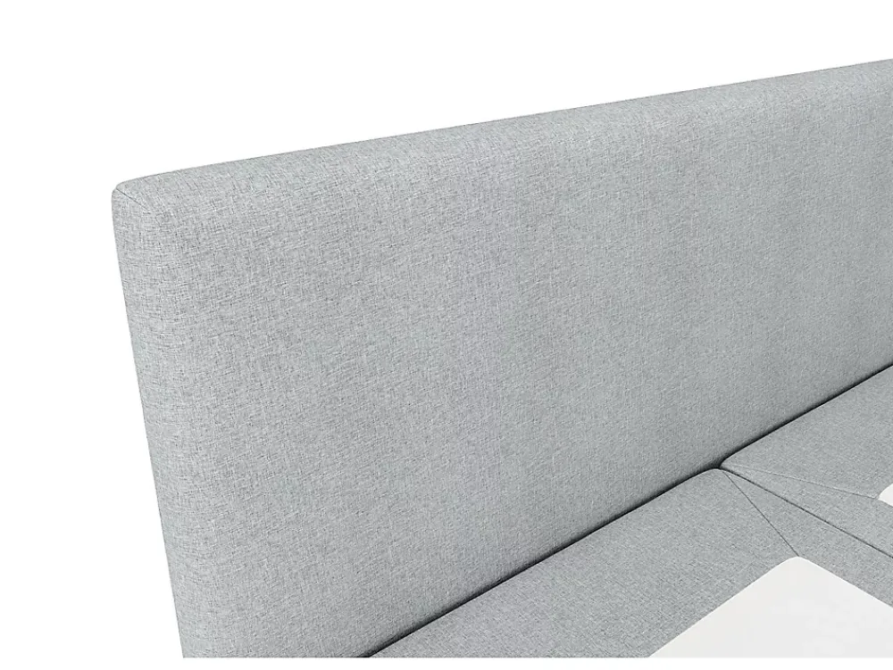 Vente-unique Ensemble complet boxspring tête de lit + sommier + matelas + surmatelas - 180 x 200 cm - Tissu - Gris clair - ONAN de YSMÉE* Lit Double
