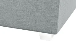 Vente-unique Ensemble complet boxspring tête de lit + sommier + matelas + surmatelas - 180 x 200 cm - Tissu - Gris clair - ONAN de YSMÉE* Lit Double