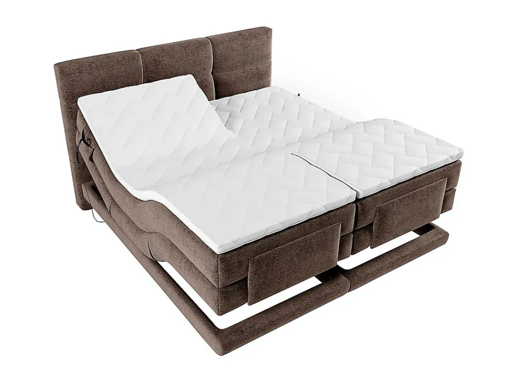 Ensemble complet boxspring tête de lit capitonnée + sommiers relaxation électrique + matelas + surmatelas - 2 x 80 x 200 cm ->Vente-unique Hot