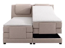 Vente-unique Ensemble complet boxspring tête de lit + sommiers relaxation électrique + matelas + surmatelas - 2 x 80 x 200 cm - Tissu - Beige* Lit Double
