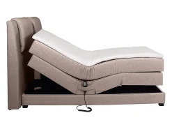 Vente-unique Ensemble complet boxspring tête de lit + sommiers relaxation électrique + matelas + surmatelas - 2 x 80 x 200 cm - Tissu - Beige* Lit Double