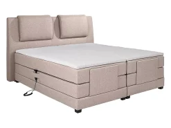Vente-unique Ensemble complet boxspring tête de lit + sommiers relaxation électrique + matelas + surmatelas - 2 x 80 x 200 cm - Tissu - Beige* Lit Double