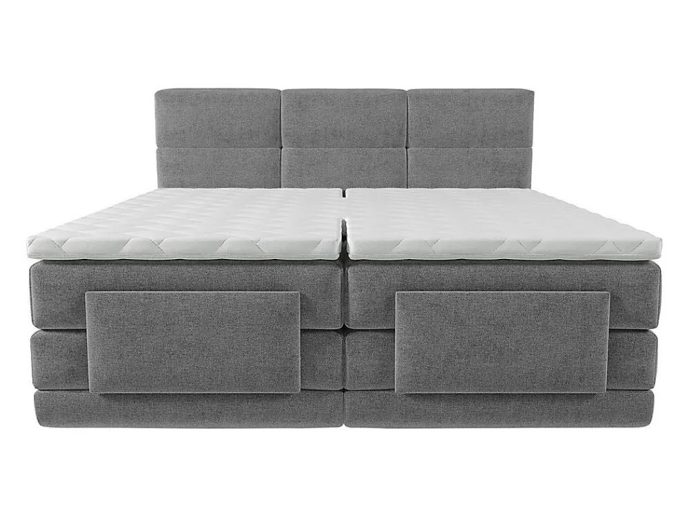 Vente-unique Ensemble complet boxspring tête de lit capitonnée + sommiers relaxation électrique + matelas + surmatelas - 2 x 90 x 200 cm -* Lit Double