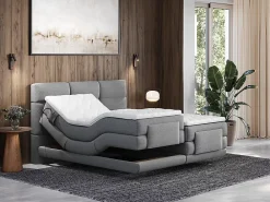 Vente-unique Ensemble complet boxspring tête de lit capitonnée + sommiers relaxation électrique + matelas + surmatelas - 2 x 90 x 200 cm -* Lit Double