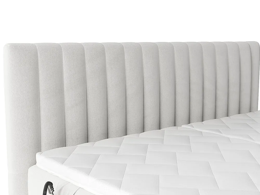 Ensemble complet boxspring tête de lit coutures verticales + sommiers relaxation électrique + matelas + surmatelas - 2 x 80 x 200>Vente-unique Online