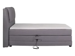 Vente-unique Ensemble complet boxspring tête de lit + sommiers relaxation électrique + matelas + surmatelas - 100 x 200 cm - Tissu - Gris clair* Lit Simple