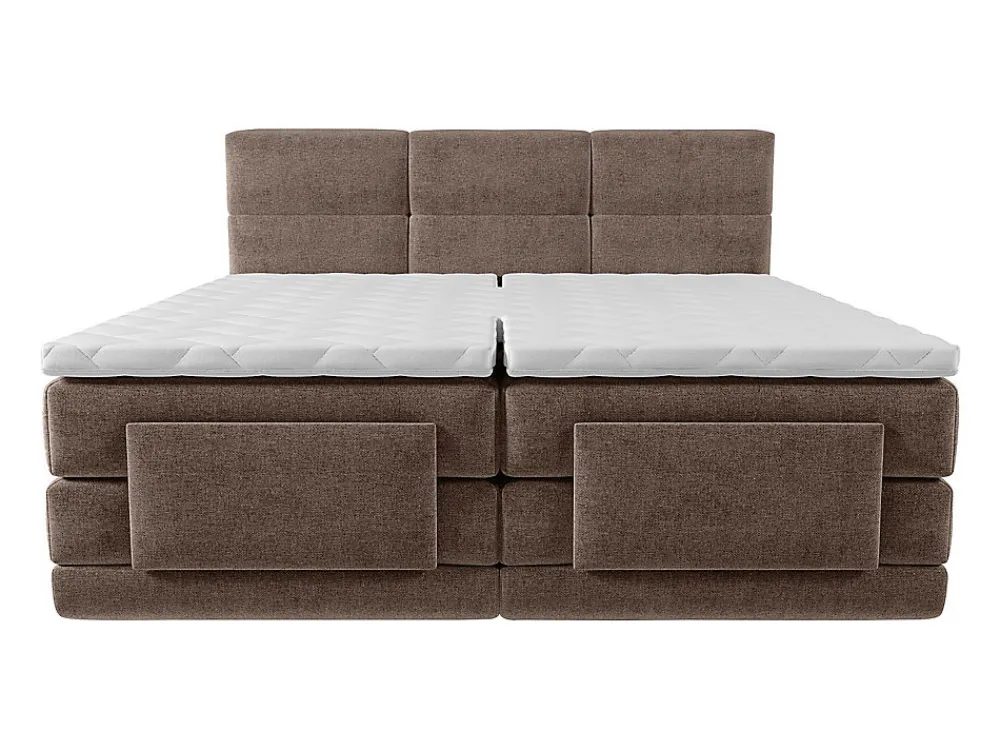 Vente-unique Ensemble complet boxspring tête de lit capitonnée + sommiers relaxation électrique + matelas + surmatelas - 2 x 90 x 200 cm -* Lit Double