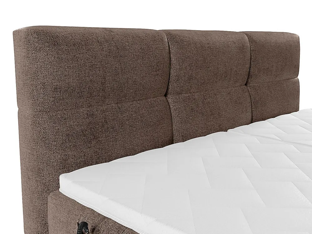 Vente-unique Ensemble complet boxspring tête de lit capitonnée + sommiers relaxation électrique + matelas + surmatelas - 2 x 90 x 200 cm -* Lit Double