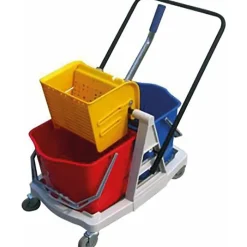 Ensemble complet chariot lavage 2 x 15L + presse + monture a plat + 2 franges + manche>Le Plus De L'Entretien Sale