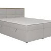 Ensemble complet literie déco tête de lit encadré bois + sommiers coffre + matelas + surmatelas - 160 x 200 cm - Tissu - Gris>Vente-unique Best