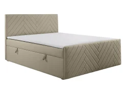 Ensemble complet literie déco tête de lit + sommiers coffre + matelas + surmatelas - 160 x 200 cm - Velours - Taupe - MAKANA de>Vente-unique Outlet