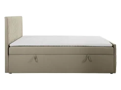 Ensemble complet literie déco tête de lit + sommiers coffre + matelas + surmatelas - 160 x 200 cm - Velours - Taupe - MAKANA de><noscript><img width=