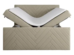 Vente-unique Ensemble complet literie déco tête de lit + sommiers coffre + matelas + surmatelas - 180 x 200 cm - Velours - Taupe - MAKANA de* Lit Avec Rangement