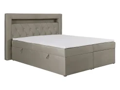 Ensemble complet literie déco tête de lit avec led + sommiers coffre + matelas + surmatelas - 180 x 200 cm - Velours - Taupe ->Vente-unique Hot