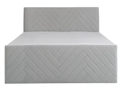 Ensemble complet literie déco tête de lit + sommiers coffre + matelas + surmatelas - 180 x 200 cm - Velours - Gris clair - MAKANA><noscript><img width=