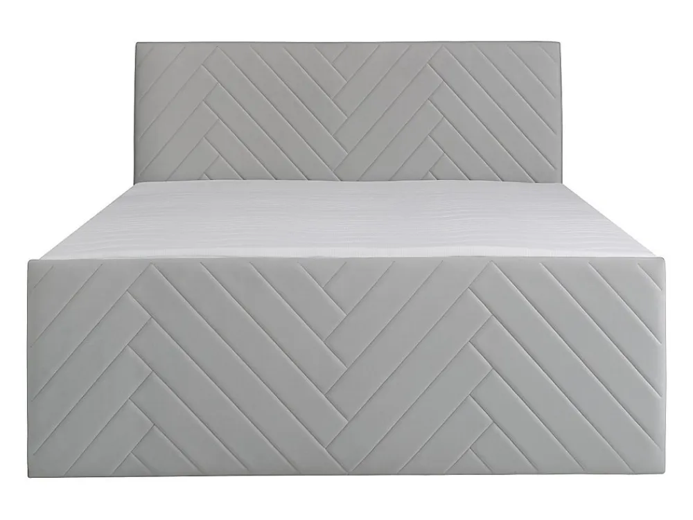 Ensemble complet literie déco tête de lit + sommiers coffre + matelas + surmatelas - 180 x 200 cm - Velours - Gris clair - MAKANA>Vente-unique Hot