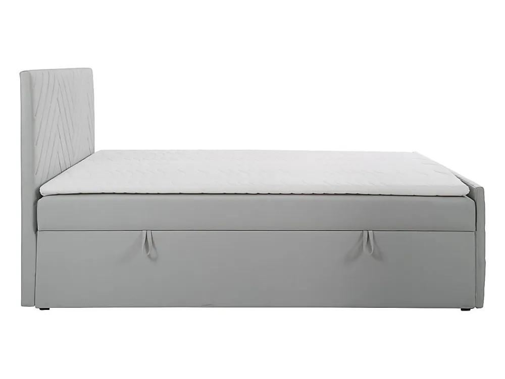 Ensemble complet literie déco tête de lit + sommiers coffre + matelas + surmatelas - 180 x 200 cm - Velours - Gris clair - MAKANA>Vente-unique Hot