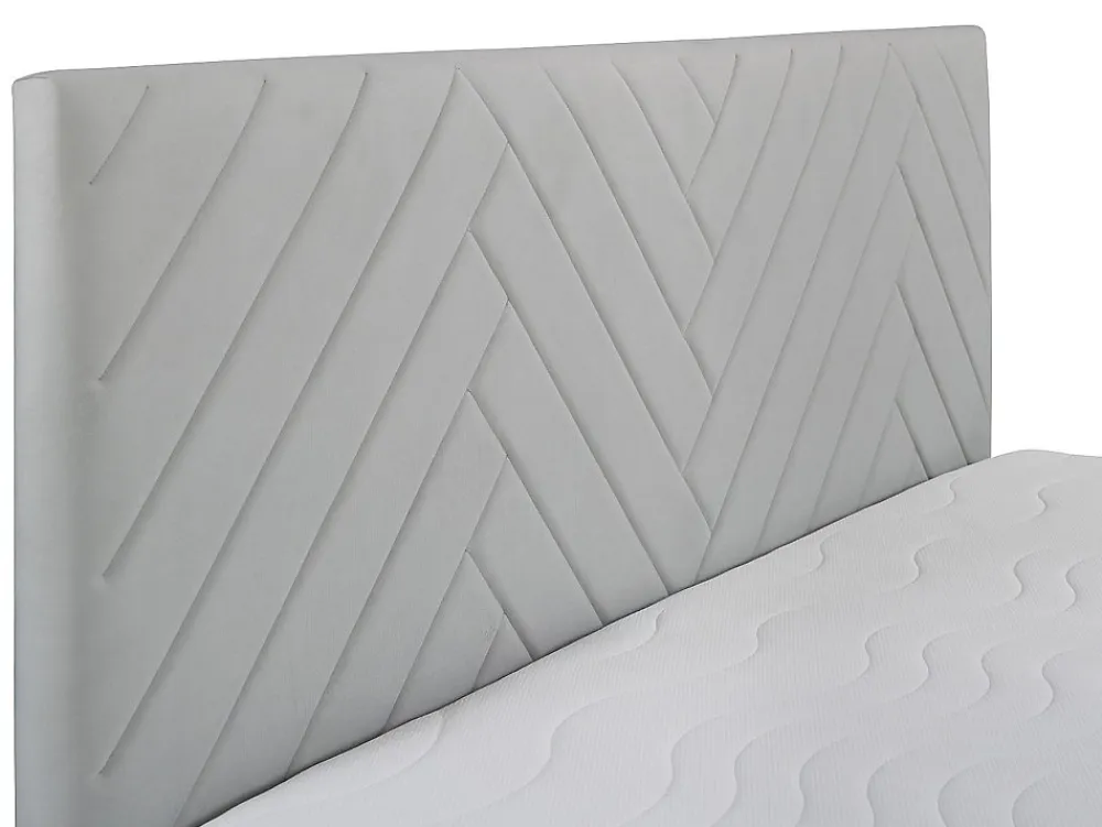 Ensemble complet literie déco tête de lit + sommiers coffre + matelas + surmatelas - 180 x 200 cm - Velours - Gris clair - MAKANA>Vente-unique Hot