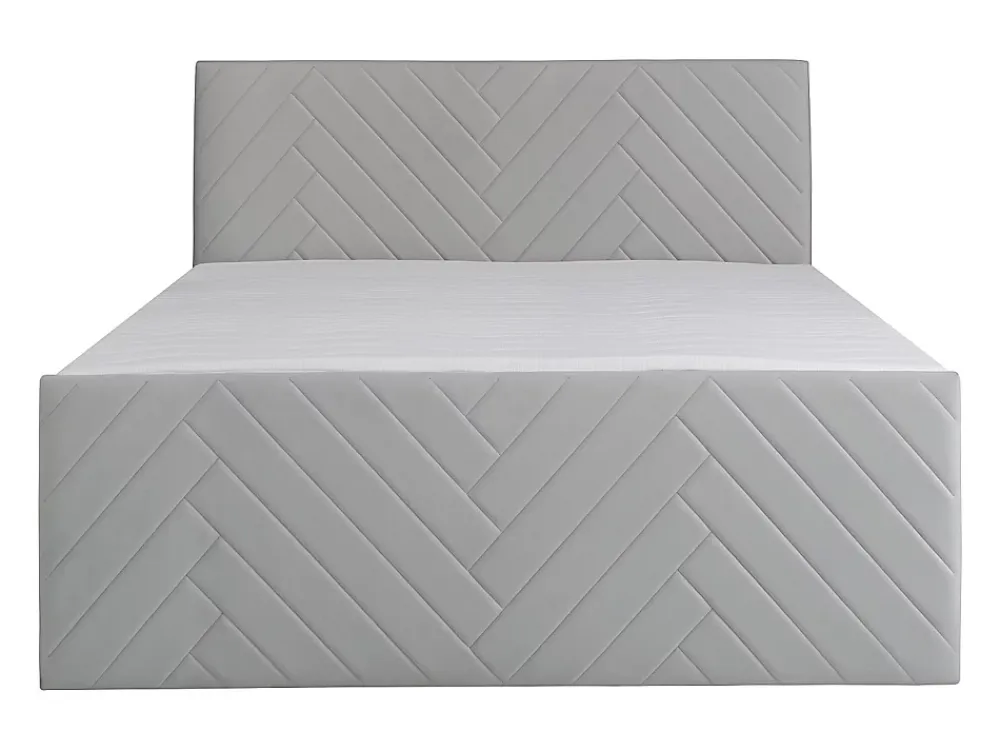 Vente-unique Ensemble complet literie déco tête de lit + sommiers coffre + matelas + surmatelas - 160 x 200 cm - Velours - Gris clair - MAKANA* Lit Avec Rangement