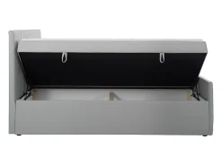 Vente-unique Ensemble complet literie déco tête de lit + sommiers coffre + matelas + surmatelas - 160 x 200 cm - Velours - Gris clair - MAKANA* Lit Avec Rangement