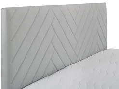 Vente-unique Ensemble complet literie déco tête de lit + sommiers coffre + matelas + surmatelas - 160 x 200 cm - Velours - Gris clair - MAKANA* Lit Avec Rangement