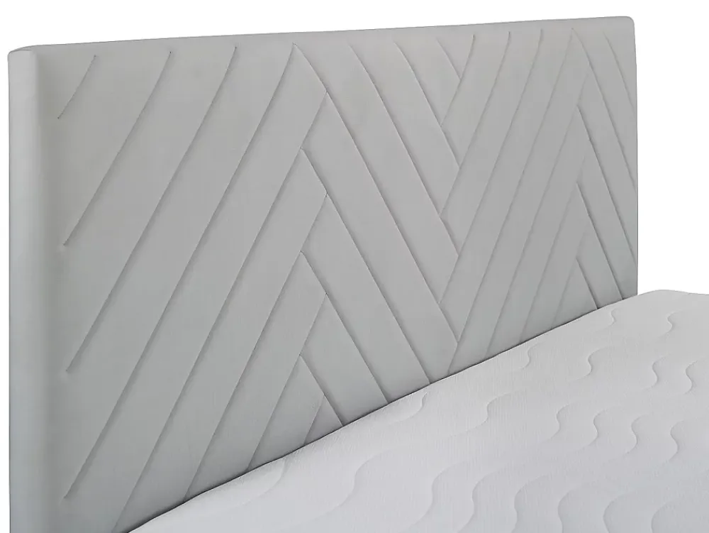 Vente-unique Ensemble complet literie déco tête de lit + sommiers coffre + matelas + surmatelas - 160 x 200 cm - Velours - Gris clair - MAKANA* Lit Avec Rangement