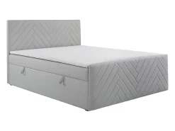 Vente-unique Ensemble complet literie déco tête de lit + sommiers coffre + matelas + surmatelas - 160 x 200 cm - Velours - Gris clair - MAKANA* Lit Avec Rangement