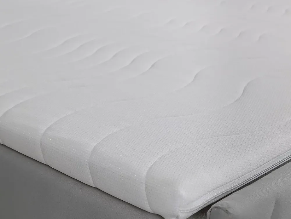 Vente-unique Ensemble complet literie déco tête de lit + sommiers coffre + matelas + surmatelas - 160 x 200 cm - Velours - Gris clair - MAKANA* Lit Avec Rangement