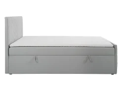 Vente-unique Ensemble complet literie déco tête de lit + sommiers coffre + matelas + surmatelas - 160 x 200 cm - Velours - Gris clair - MAKANA* Lit Avec Rangement