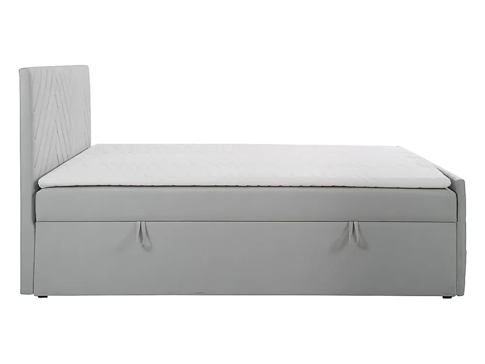 Vente-unique Ensemble complet literie déco tête de lit + sommiers coffre + matelas + surmatelas - 160 x 200 cm - Velours - Gris clair - MAKANA* Lit Avec Rangement