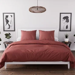 Ensemble couette et parure 7 Pièces BOHEME brique pour lit en 140x190 cm, par>Soleil D'Ocre Hot