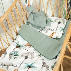 Ensemble couverture et coussin pour berceau et couffin Safari>Sevira Kids New