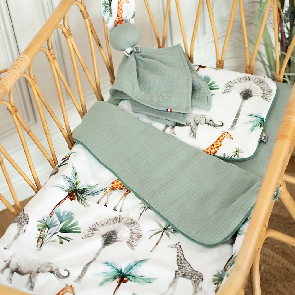 Ensemble couverture et coussin pour berceau et couffin Safari>Sevira Kids New