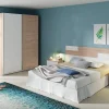 Ensemble de chambre à coucher adulte coloris effet bois / blanc ( Armoire + 2 chevets et tête de lit )>Pegane Outlet