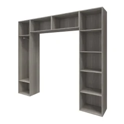 GoodHome Ensemble de colonnes et caissons suspendus effet chêne grisé avec miroir Atomia H. 225 x L. 250 x P. 47 cm* Tête De Lit
