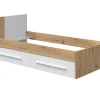 Ensemble de lit avec tête de lit et deux tiroirs en mélamine coloris blanc - Longueur 196 x Profondeur 97 x Hauteur 77 cm>Pegane