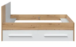 Ensemble de lit avec tête de lit et deux tiroirs en mélamine coloris blanc - Longueur 196 x Profondeur 97 x Hauteur 77 cm><noscript><img width=