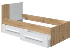 Ensemble de lit avec tête de lit et deux tiroirs en mélamine coloris blanc - Longueur 196 x Profondeur 97 x Hauteur 77 cm><noscript><img width=