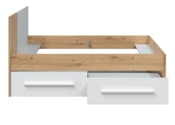 Ensemble de lit avec tête de lit et deux tiroirs en mélamine coloris blanc - Longueur 196 x Profondeur 97 x Hauteur 77 cm><noscript><img width=