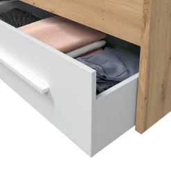 Ensemble de lit avec tête de lit et deux tiroirs en mélamine coloris blanc - Longueur 196 x Profondeur 97 x Hauteur 77 cm><noscript><img width=