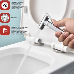 Ensemble douchette hygiénique WC SKY BATH chromé Inox S304 série HARMONY><noscript><img width=