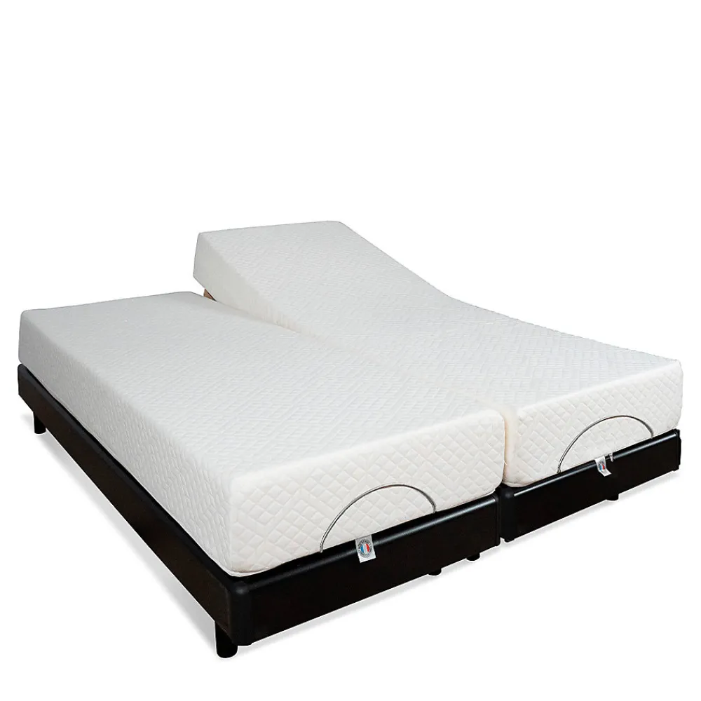 Bellecour Ensemble Duo Matelas Mousse Accueil Mémoire de forme + Sommiers électriques SuperFlex 12x80x200 cm* Ensemble Sommier Et Matelas