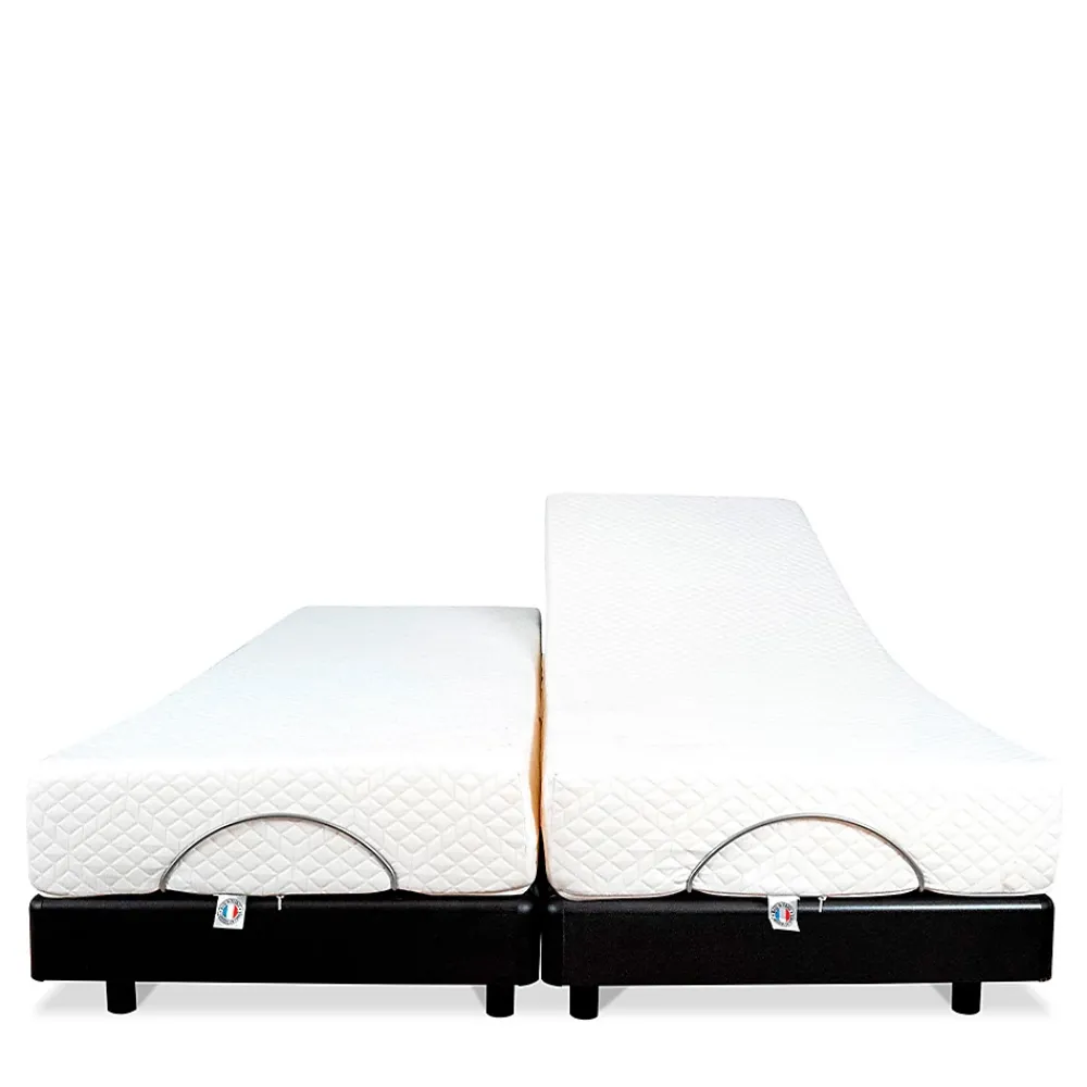 Bellecour Ensemble Duo Matelas Mousse Accueil Mémoire de forme + Sommiers électriques SuperFlex 12x80x200 cm* Ensemble Sommier Et Matelas