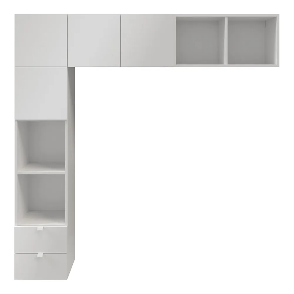 Ensemble en L colonne et caissons suspendus blancs Atomia H. 187,5 x L. 187,5 x P. 37 cm>GoodHome Best
